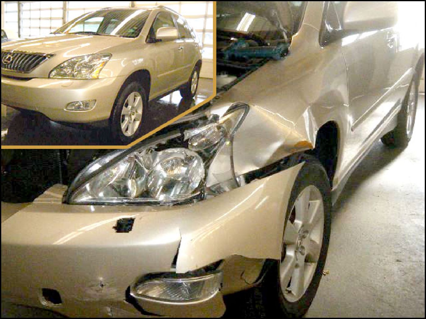 Auto body collision repair, before and after.