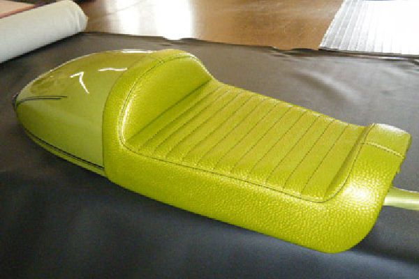Motorcycle seat recoverd by Barry Seat